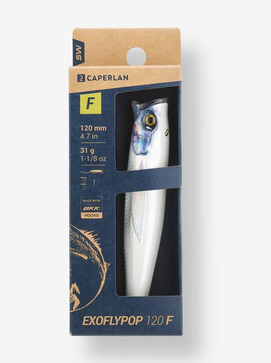Produktbild Caperlan Oberflächenköder Popper Exofly Pop 12 cm weiss Meeresangeln (12 cm)
