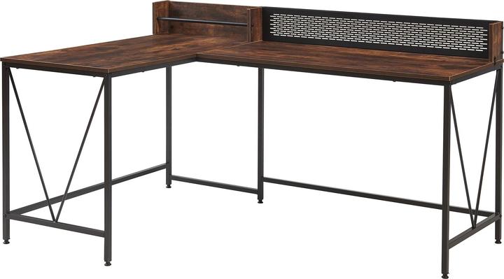 Actual product image En.Casa Schreibtisch Frelvepirg mit Rückwand L-förmig 165x110x75 cm Walnuss