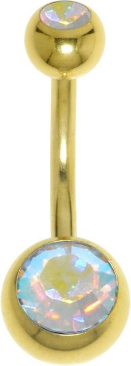 Bijouteria Bauchpiercing (Chirurgenstahl 316L, PVD Beschichtung (goldfarbig), Premium Kristall)