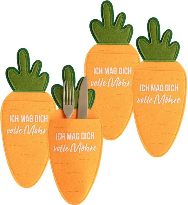 Actual product image Papierdrachen 4 Bestecktaschen Filz - Möhren (4 x)