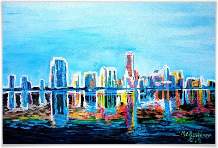 Image du produit Trenddeko Bleichner - Miami dans la lueur des néons (90 x 60 cm)