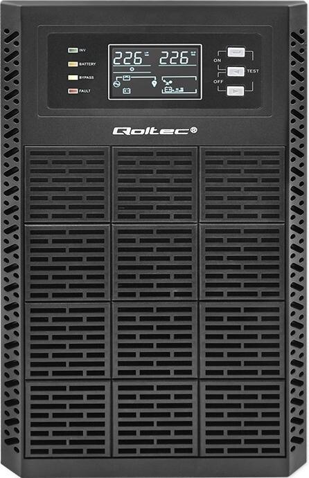 Produktbild Qoltec ZASILACZ AWARYJNY UPS 3KVA | 3000W | POWER FACTOR 1.0 | LCD | EPO | USB | ON-LINE (3 VA, 3000 W, Online-Doppelwandler USV)