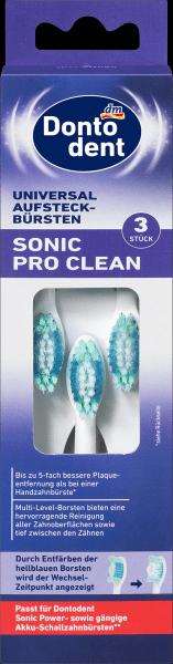 Produktbild dm Dontodent Universal-Aufsteckbürsten Sonic Pro Clean (3 x)