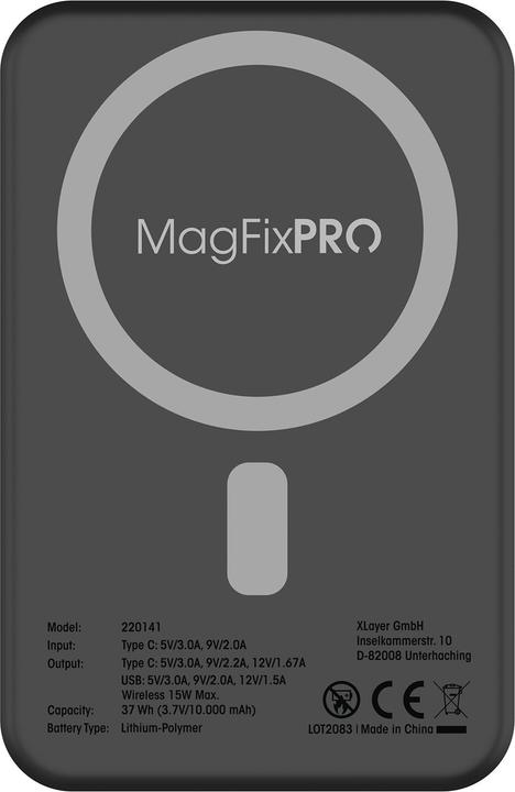 Immagine prodotto Xlayer Magfix Pro Caricatore rapido wireless con supporto 10.000mAh 20W Nero (10000 mAh, 20 W, 37 Wh)