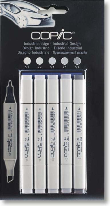 Actual product image Copic Graphic Marker Classic Grey Set Industrial Design, 5 pieces (Grey industrial design, 5 x)
