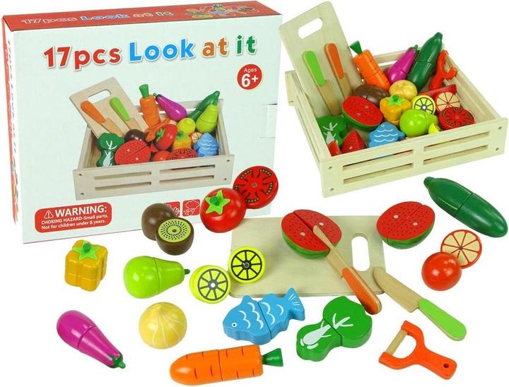 Produktbild Lean Toys Set Obst und Gemüse aus Holz zum Schneiden