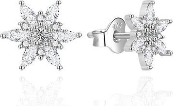 Agato - Charming silver earrings Snowflakes AGT-E005PW
