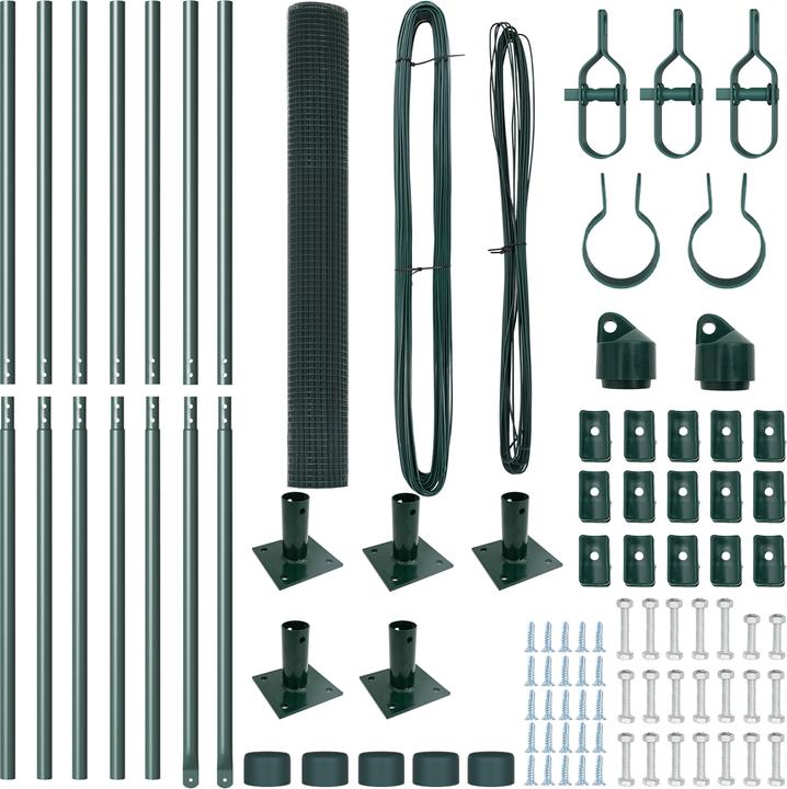 Produktbild VidaXL Zaunpfosten Set Set mit 2 Grün Metall mit Kunststoffbeschichtung