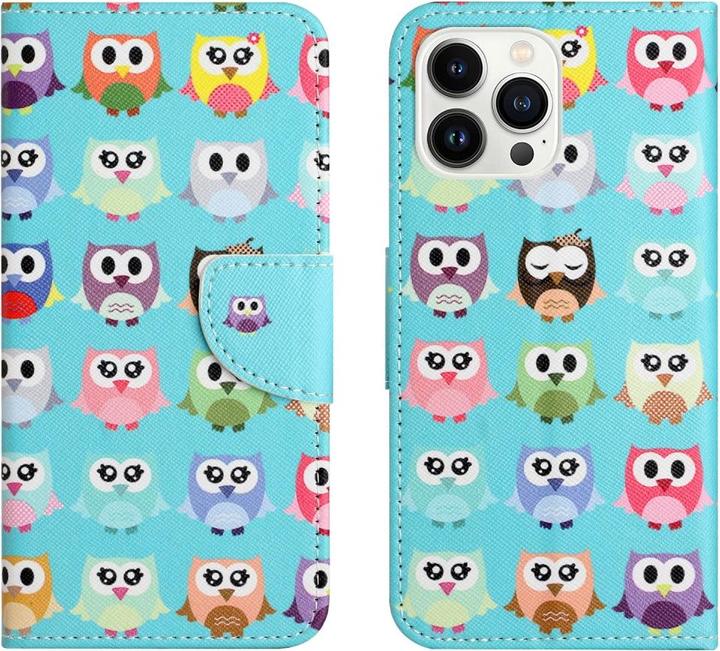 Produktbild Ueli Express iPhone 15 Pro Max Buch Etui Tasche mit Kartenfach Eulen (Apple iPhone 15 Pro Max)