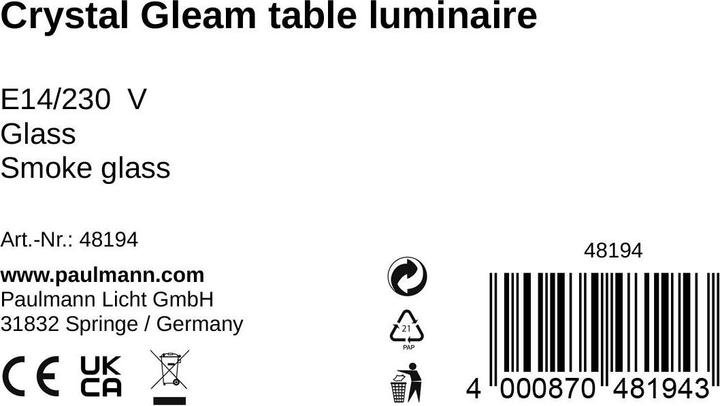 Nährwerte und Zutaten Pauleen Crystal Gleam (0 lm, E14)