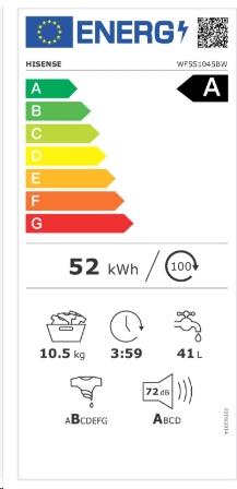 Label énergétique Hisense WF5S1045BW (10.50 kg, Gauche)