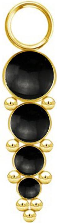Star Piercing Anhänger vergoldet vier schwarzen Onyx Steinen mit Kugeln (Mineralisch, ohne Messing, Chirurgenstahl 316L)