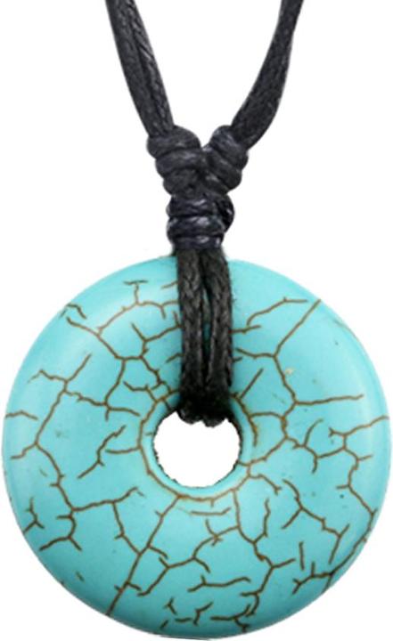 Produktbild Star Piercing Halskette schwarz Anhänger Donut aus Türkis Stein (Mineralisch, Messing)