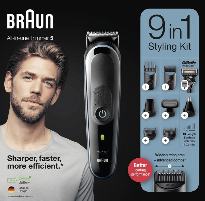 Actual product image Braun Multi-grooming kit 5 MGK5380, 9-in-1 beard trimmer for men, 7 attachments