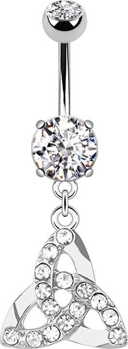 Star Piercing Banane silber mit zwei Kugeln Kristall silber Anhänger Keltischer Knoten (Chirurgenstahl 316L, Messing)