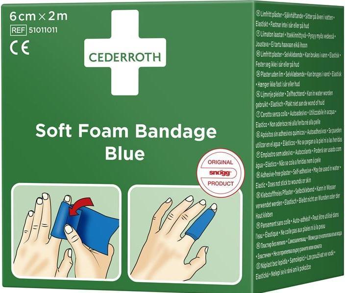 Produktbild Cederroth Pflaster und Bandage Soft Foam selbsthaftend elastisch, blau Rolle 6 cm x 2 m (1 x)