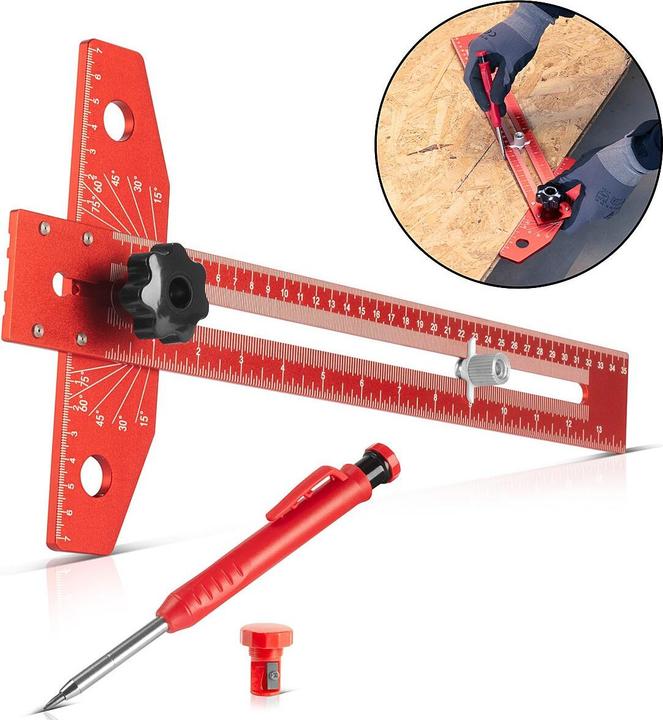 Produktbild Stahlwerk Winkel-Anreisslineal aus Aluminium mit Anschlag und Markierungsstift