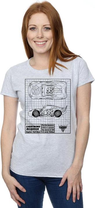 Immagine prodotto Disney Cars Lightning McQueen Blueprint Maglietta Donna (XL)