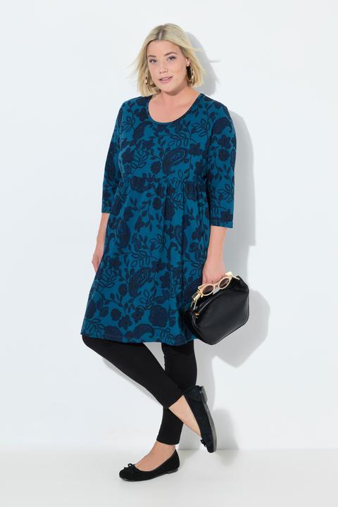 Produktbild Ulla Popken Jerseykleid, Paisley, A-Linie, Rundhals, 3/4-Arm (60)