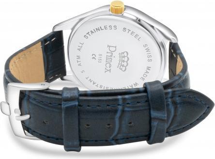 Actual product image Primex Montre Swiss Made - Bracelet Cuir Bleu - Cadran Bicolore Bleu - Etanche 50 M (Analogue wristwatch, 25 mm)