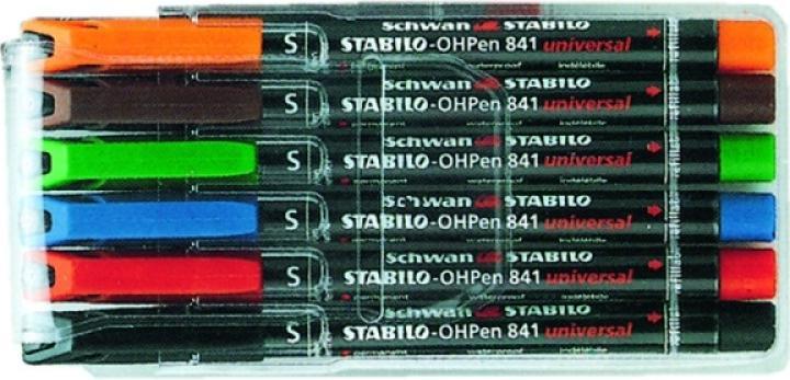 Image du produit STABILO Stylo permanent OHPen universal (Vert, Rouge, Bleu, Noir, Orange, Marron, 1 mm, 6 x)