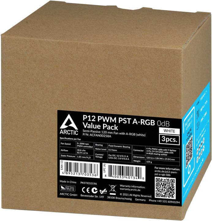 Produktbild Arctic P12 PWM PST A-RGB (120 mm, 3 x)