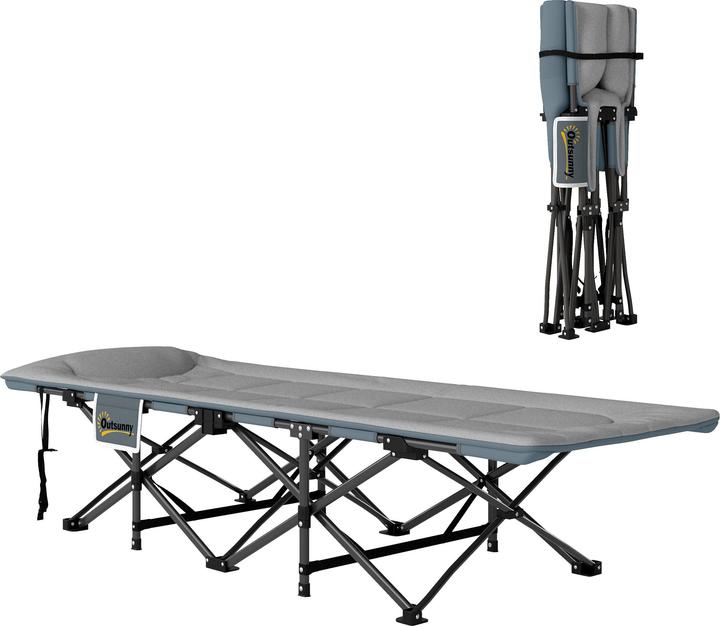 Outsunny Campingbett Metall, Polyester Grau