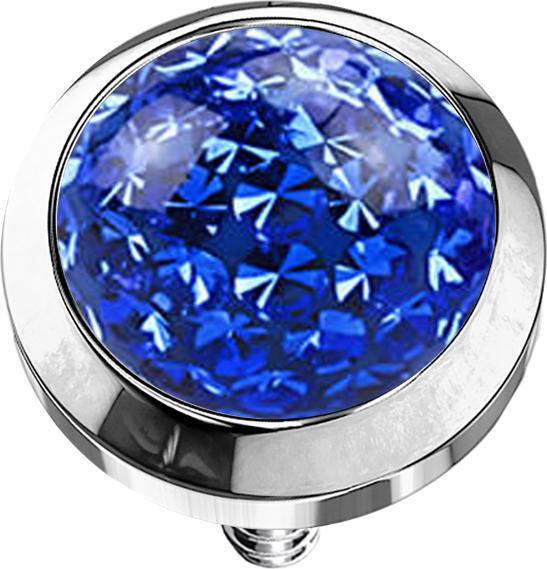 Star Piercing Dermal Anchor Kristall Kuppel dunkelblau Epoxy Schutzschicht (Chirurgenstahl 316L, ohne Messing)