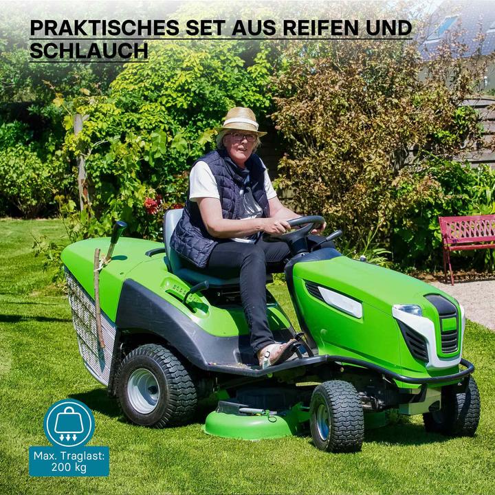 Produktbild Wiltec Reifen für den Aufsitzmäher 15x6.00-6 4pr mit Schlauch Winkelventil Komplettrad