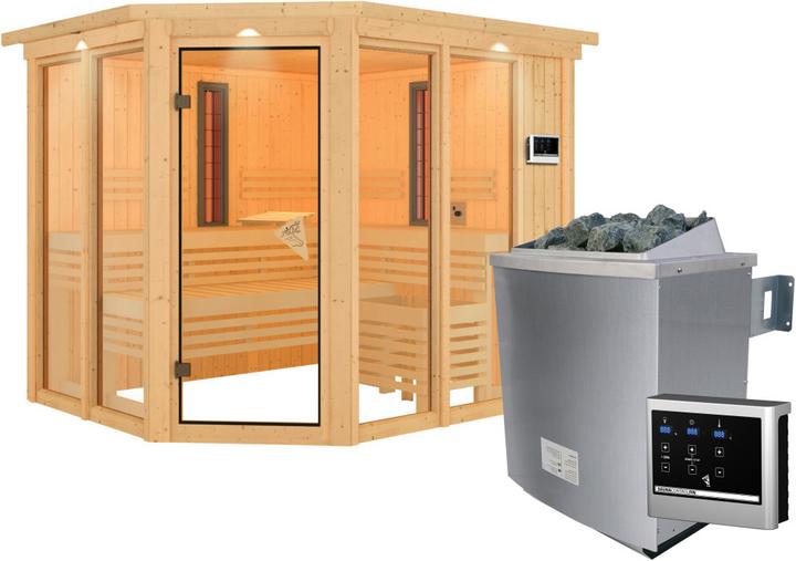 Produktbild Karibu Infrarotkabine Ava Eckeinstieg, Kranz (9 KW externe Steuerung)