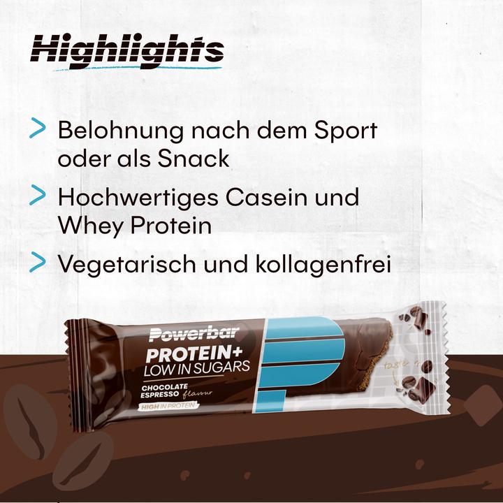 Produktbild Powerbar Protein Plus Low Sugar (Schokolade, Espresso, 16 Stk., 560 g)