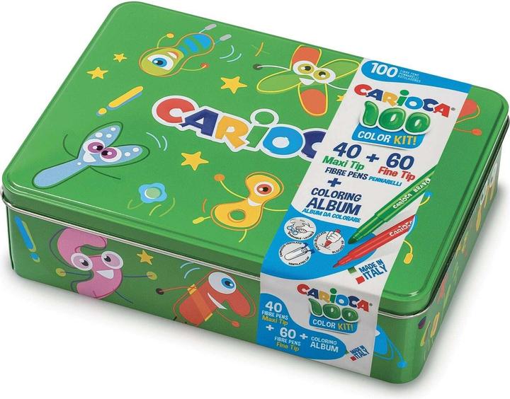 Image du produit Carioca Feutres de coloriage en boîte métallique 100 pièces, Vert (Vert, 100 x)