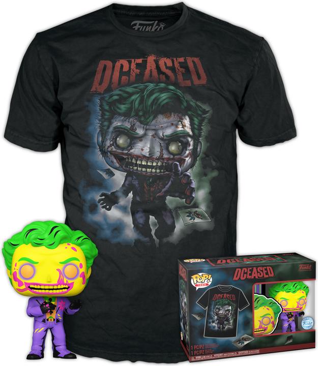 Actual product image Funko Pop! & Tee: Dceased - The Joker (Blacklight) - S