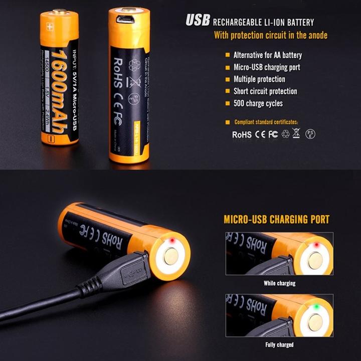 Actual product image Fenix AA LR6 rechargeable battery