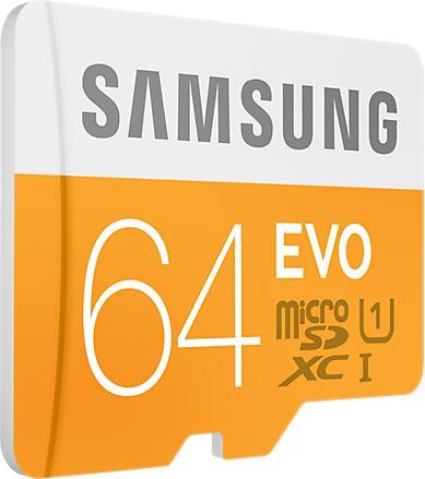 Actual product image Samsung EVO microSDXC with adapter (64 GB, microSDXC, U1, UHS-I)