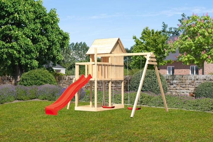Produktbild Karibu Frieda mit Anbau, Schaukel und Rutsche