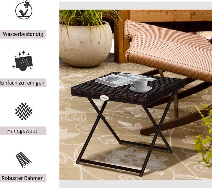 Produktbild Outsunny Polyrattan Gartentisch klappbar (40 cm)