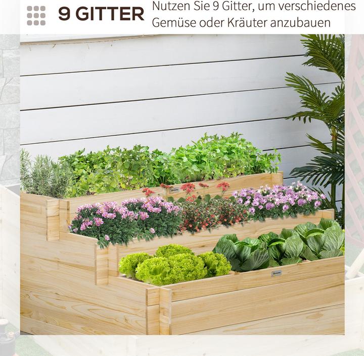 Produktbild Outsunny Treppenbeet mit 9 voneinander abgegrenzten Bereichen
