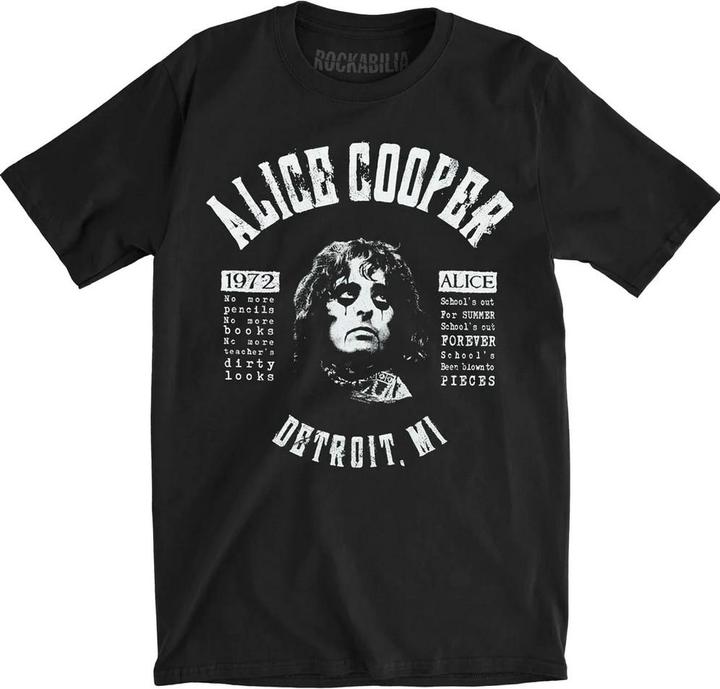 Immagine prodotto Alice Cooper School's Out Maglietta Testo di Canzone Adulto Unisex (S)