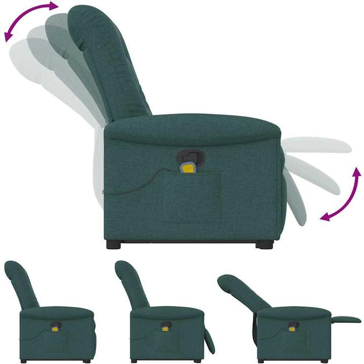 Immagine prodotto VidaXL Poltrona massaggiante con ausilio stand-up in tessuto verde scuro