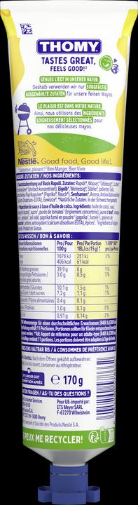 Nutritional values and ingredients THOMY Smoky paprika mayonnaise 170 g, Product type: Mayonnaise (190 g)