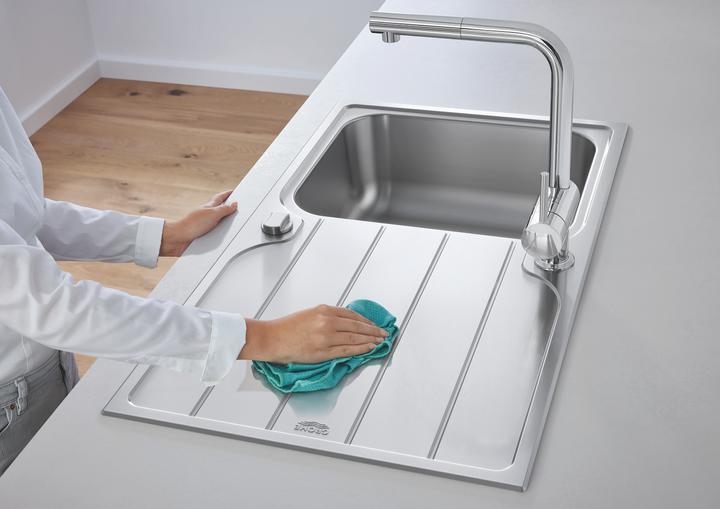 Produktbild Grohe K500 Edelstahlspüle mit Abtropffläche (Aufsatzspülbecken, 48.20 cm, 84.20 cm)