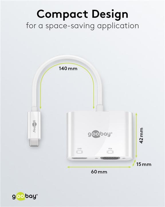 Produktbild Goobay USB-C™ Multiport-Adapter HDMI™+VGA, 1 Stk. im Polybeutel, Weiss (USB-C, 2 Ports)
