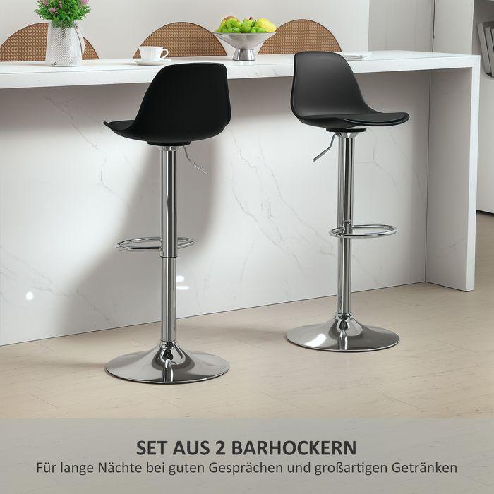 Produktbild Swisshandel24 Barhocker 2er Set, Gepolstert Barstuhl mit Stahlgestell, Lehne für Küche Schwarz