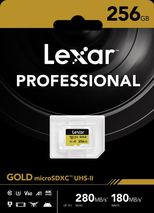 Produktbild Lexar MicroSDXC Gold Series UHS-II 256GB V60 (256 GB, microSDXC, U3, UHS-II)