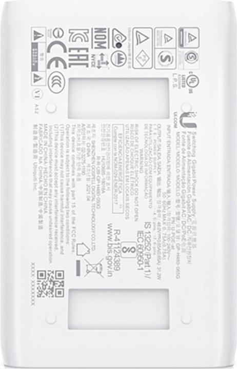 Productafbeelding Ubiquiti PoE+ injector U-POE-AT (802.3at (PoE+), 30 W)