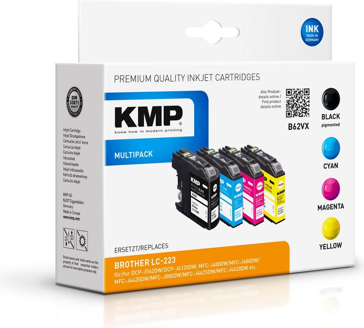 Actual product image KMP Tinte replaces LC223VAL (M, FC, Y, C)
