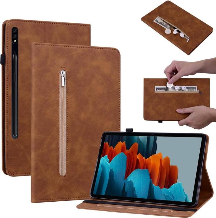 Produktbild Cover-Discount Galaxy Tab S9+ - Schutzhüllle mit Zipper Tasche braun (Galaxy Tab S9+, Galaxy Tab S10+, Galaxy Tab S9 FE)