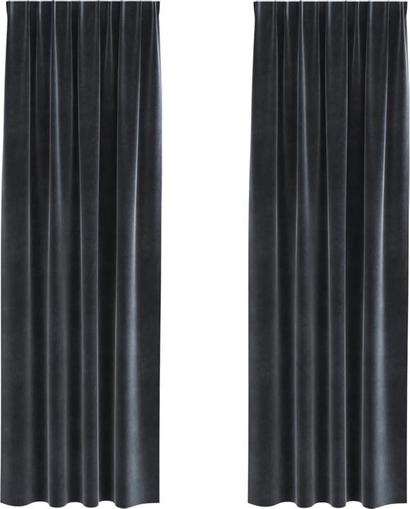 VidaXL Tende oscuranti con nastri superiori 2 pezzi Velluto grigio scuro (140 x 260 cm)