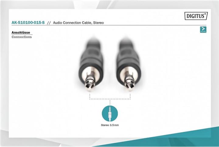 Produktbild Digitus 3.5mm Klinke – 3.5mm Klinke (1.50 m, 3.5mm Klinke (AUX))